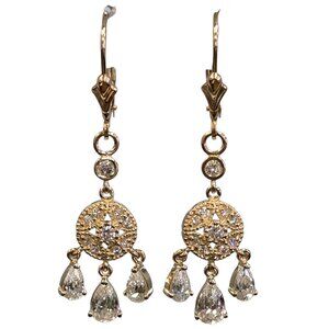 14K Yellow Gold Cubic Zirconia Dangle Earrings #23882